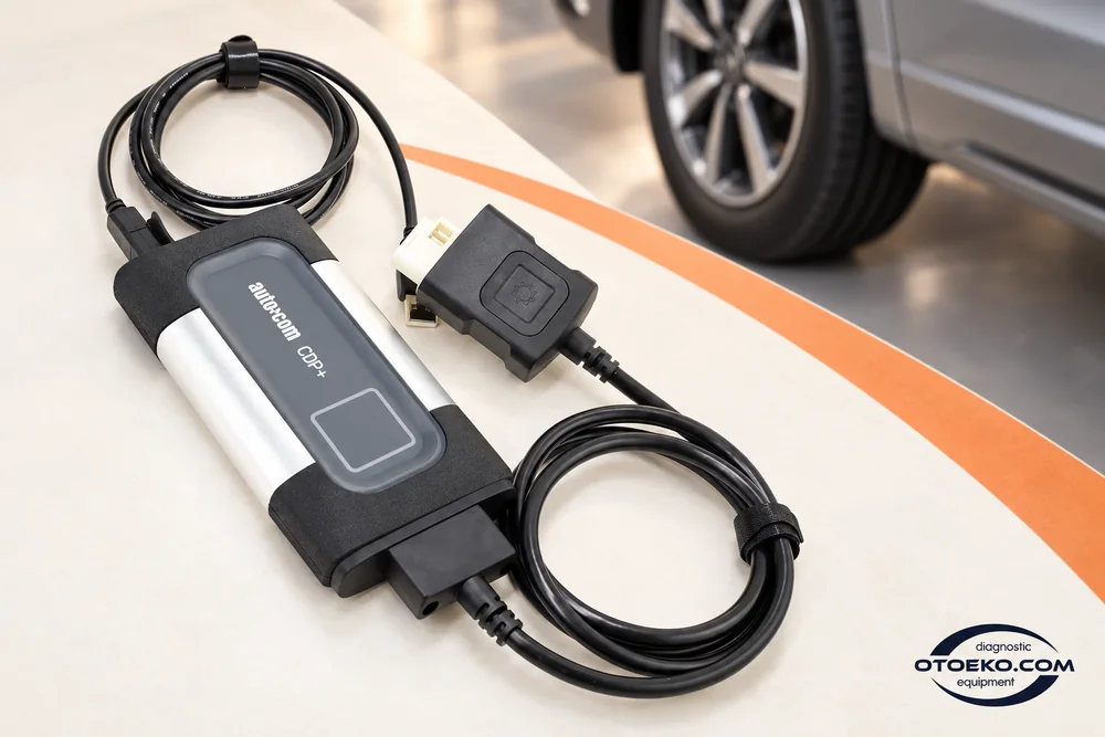 Araç üzerinde desteklenen testlere hazırlık için Autocom CDP+ ve kablo düzeni