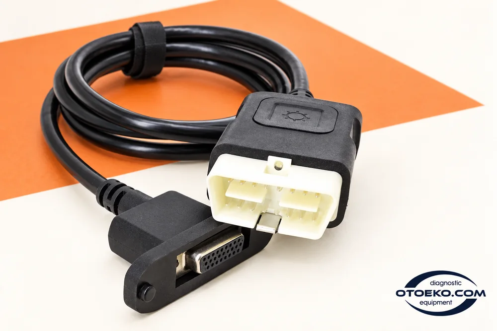 Autocom CDP+ araç bağlantısında kullanılan gerçek OBD ve arayüz soketleri
