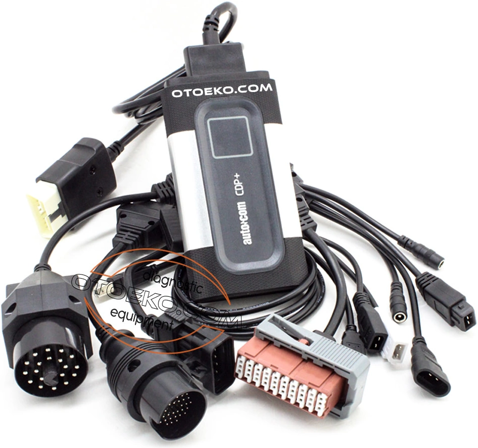 Autocom CDP+ cihazı ve binek kablo seti.