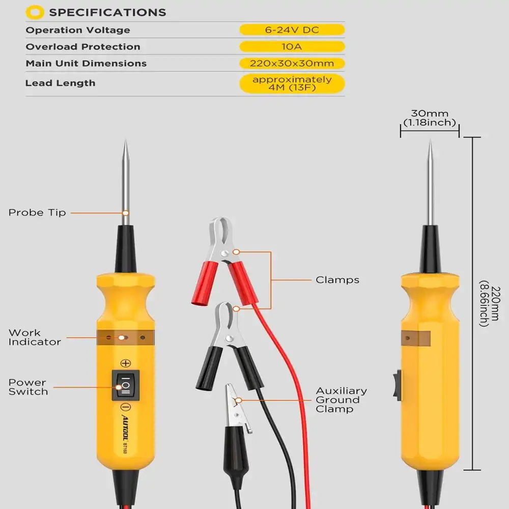 AUTOOL BT160 Devre Kontrol Kalemi - Test Görünümü