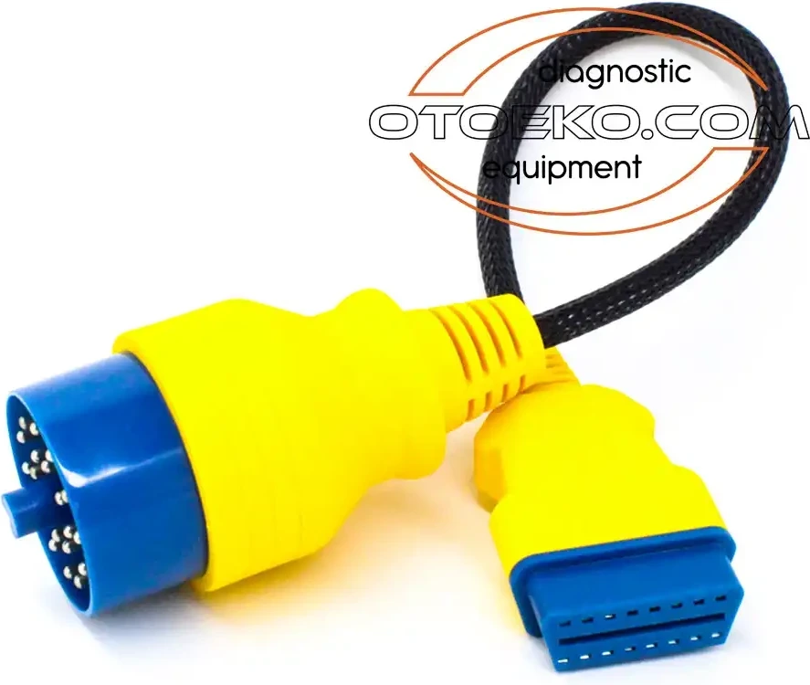 AUTOOL BMW 20 Pin - OBD2 dönüştürücü kablonun 20 pinli uç ve 16 pinli OBD2 konnektörü