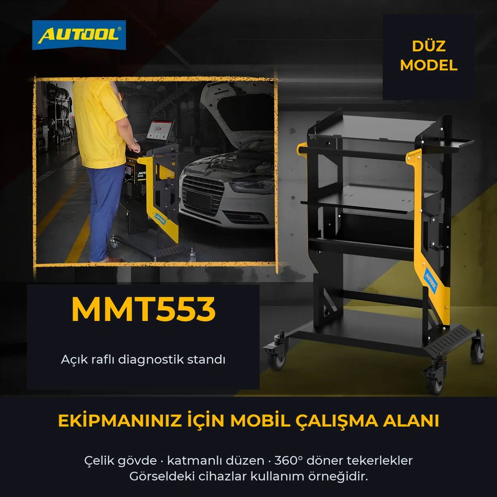 AUTOOL MMT553 açık raflı düz model: atolyede kullanim