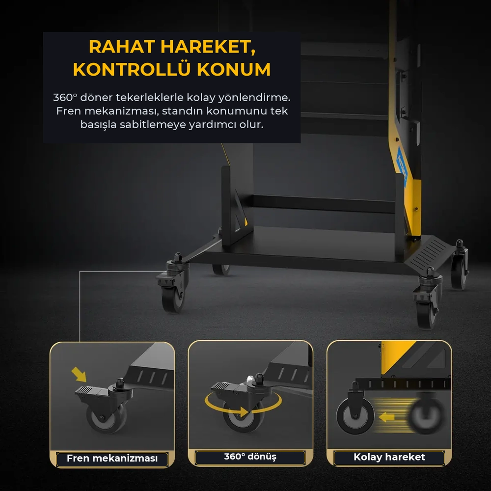 AUTOOL MMT553 açık raflı düz model: frenli doner tekerlekler