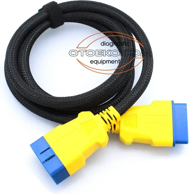 AUTOOL OBD2 Uzatma Kablo 150 CM kablonun gövde ve konnektör ayrıntısı