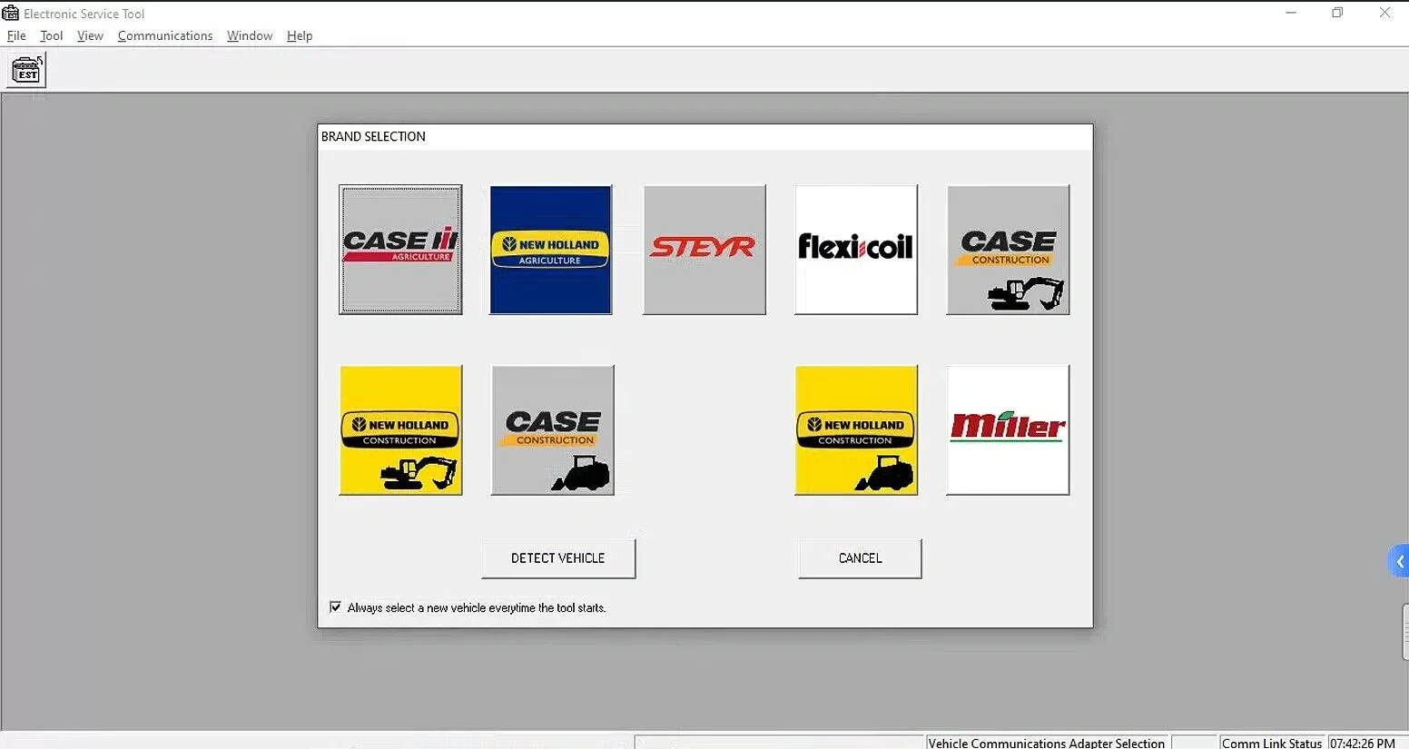 CNH EST Electronic Service Tool Marka Seçim Ekranı