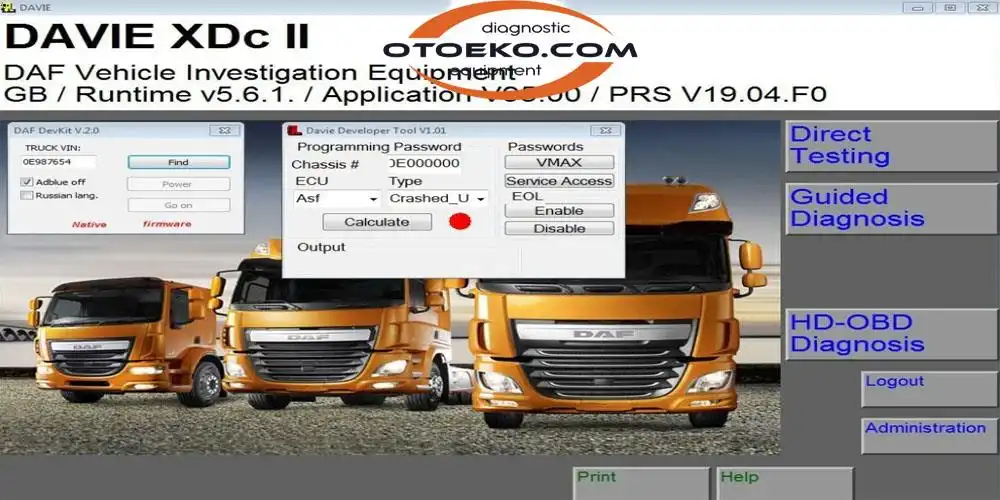 DAF Davie v95 Yazılım Arayüzü