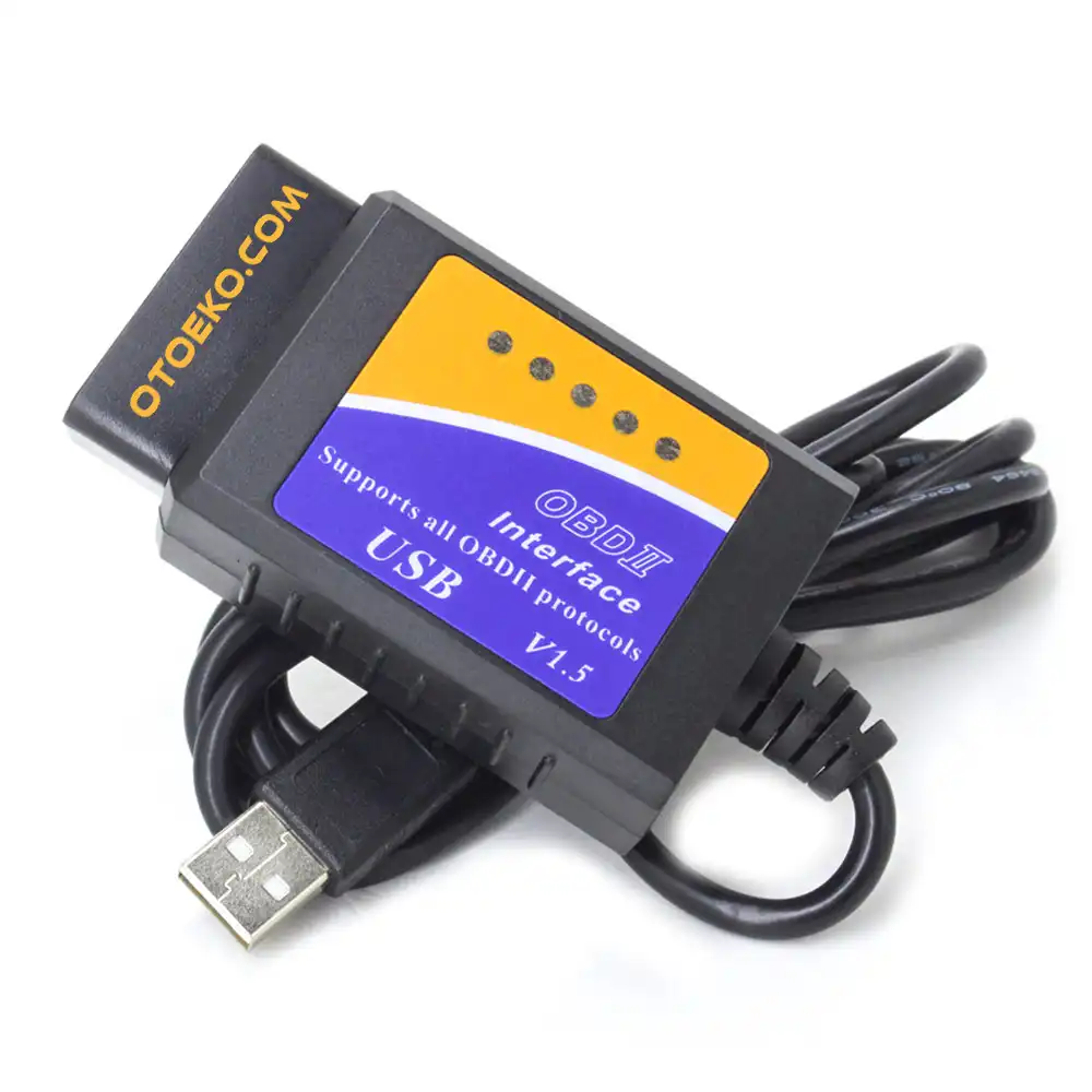 ELM327 v1.5 USB Wired OBD2 Diagnostic & Coding Interface (Original Microchip PIC18F25K80 for Windows PC)