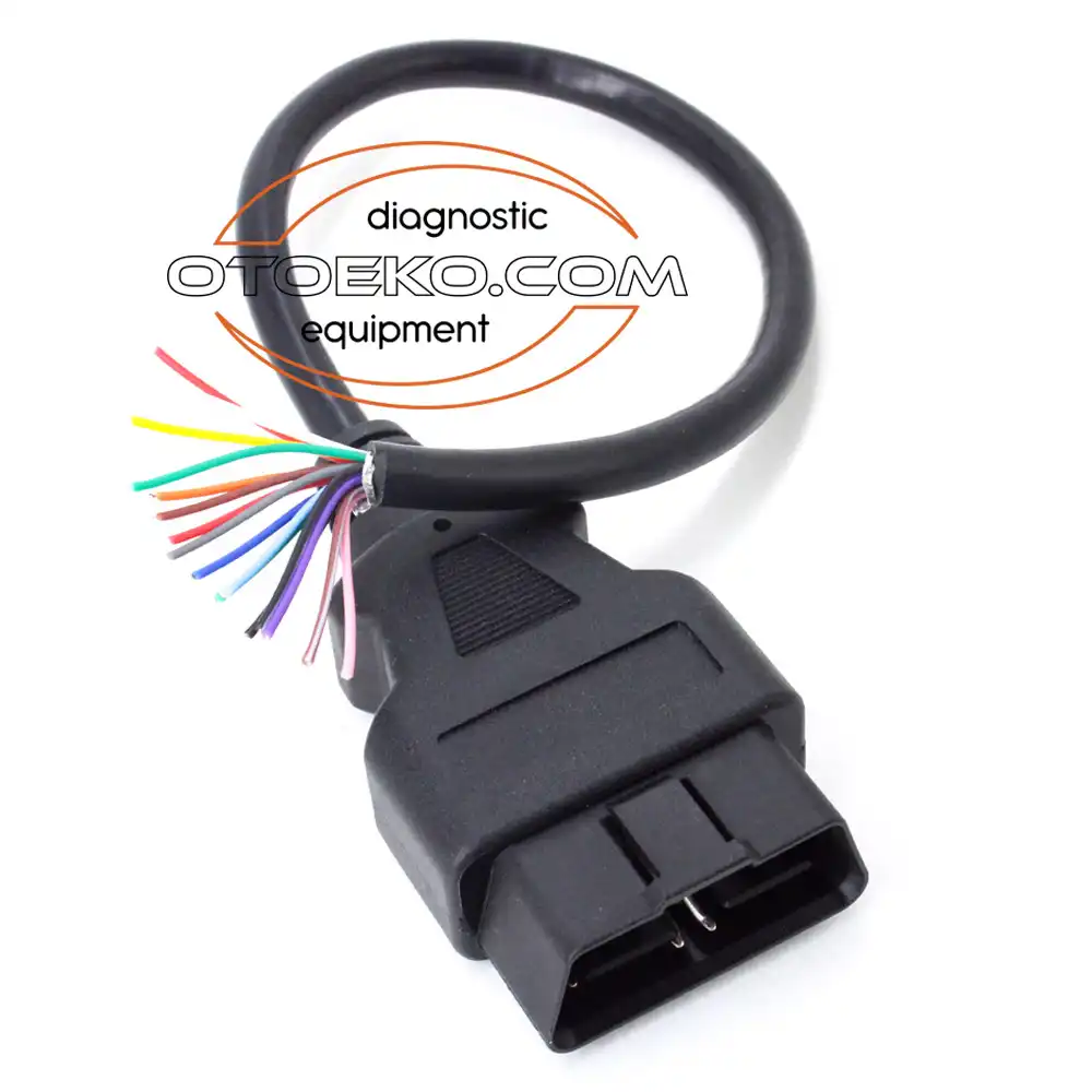 كابل ووصلة الفحص والتشخيص الصناعية Obd2 16 Pin Ucu Açık Erkek Uzatma Kablosu / 30 CM (Otoeko) عالية الاعتمادية