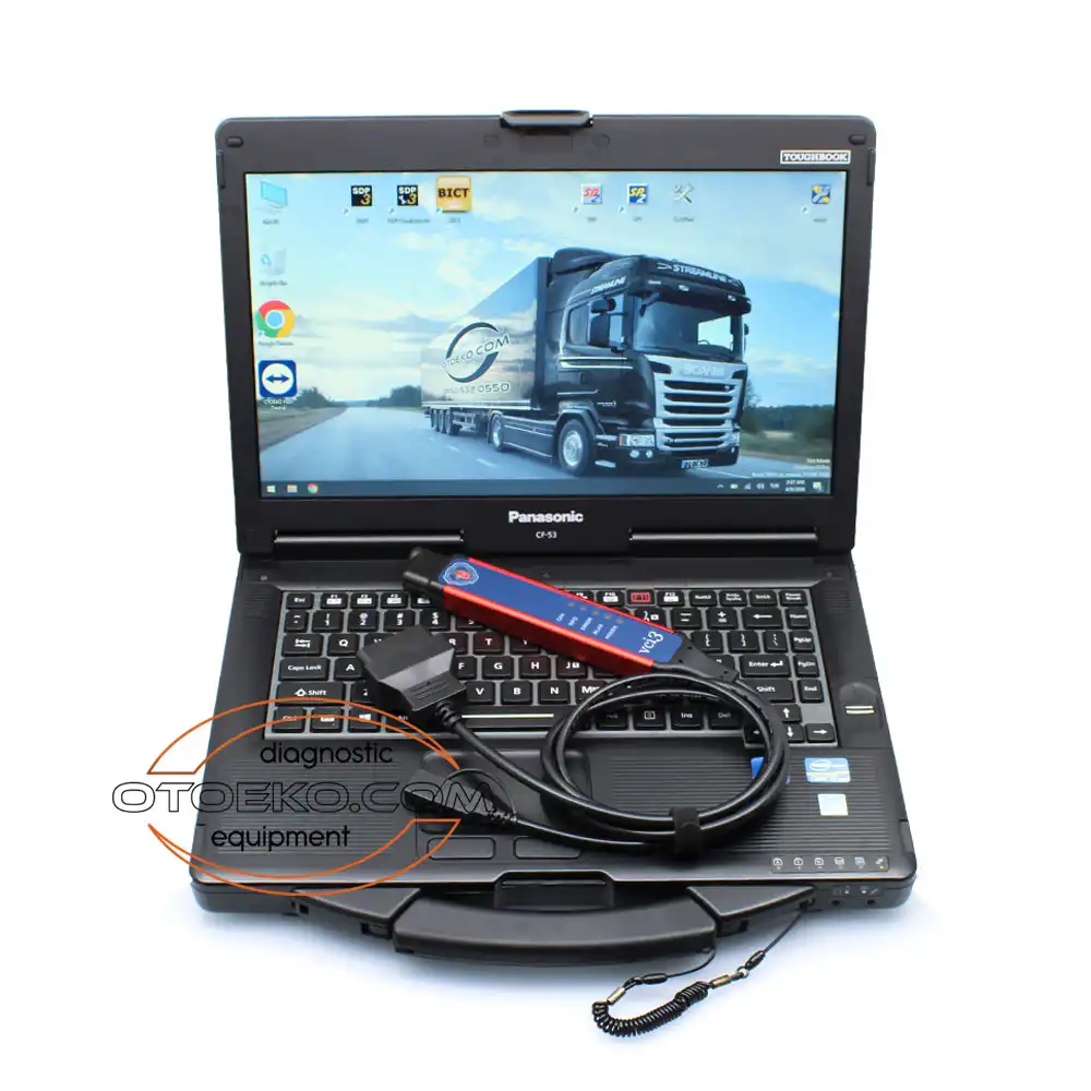 طقم جهاز تشخيص شاحنات وحافلات سكانيا Scania VCI 3 مع لابتوب مبرمج جاهز للعمل