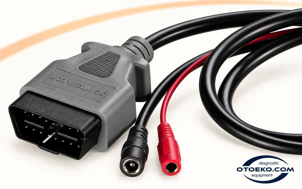 Scanmatik OBD kablosundaki AUX ve besleme bağlantı uçları