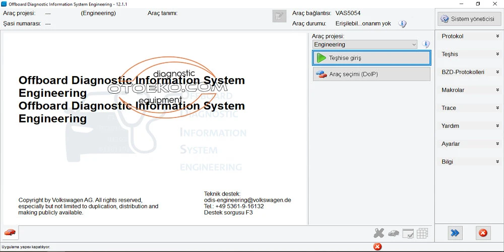 VAG ODIS Engineering mühendislik ve flash programlama ekranı.