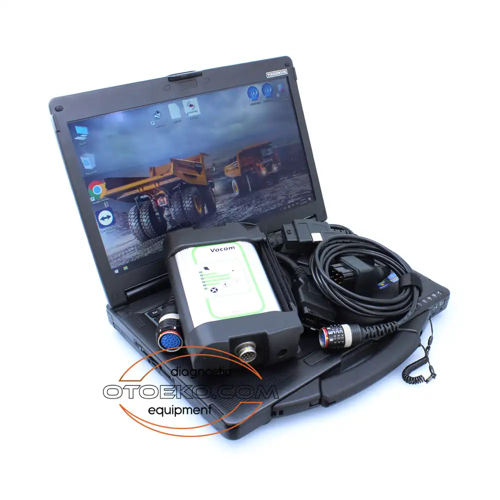 طقم جهاز تشخيص شاحنات ومعدات فولفو Volvo VOCOM 88890300 مع لابتوب مبرمج جاهز للعمل - 8