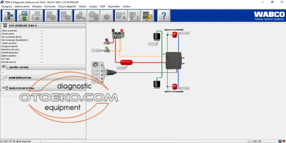 Wabco ABS-EBS Yazılım Arayüzü Wabco ABS - EBS Yazılım Ekranı