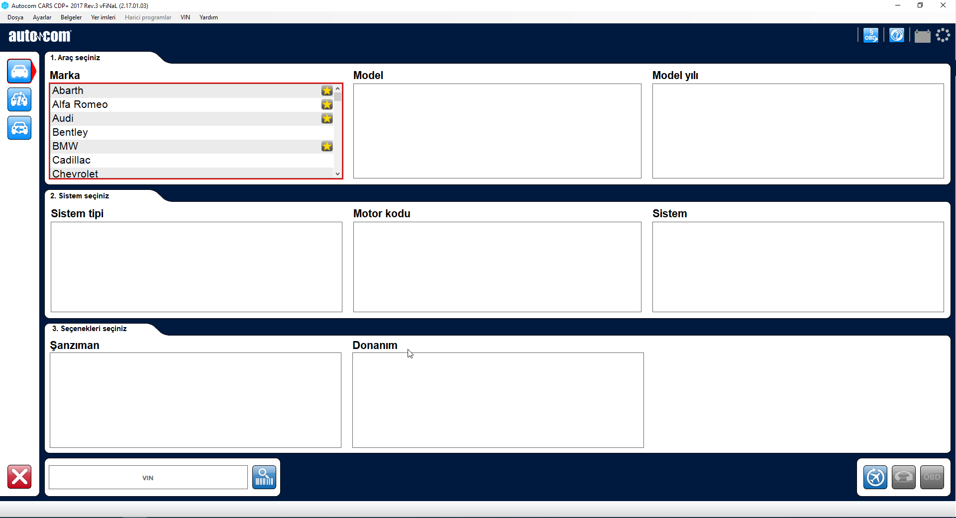 Autocom 2017 Yazılım Arayüzü