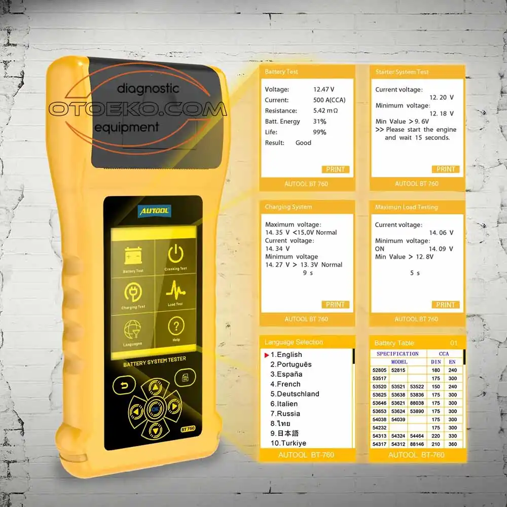 Autool BT760 Akü Test ve Teşhis Cihazı / Yazıcılı - 3