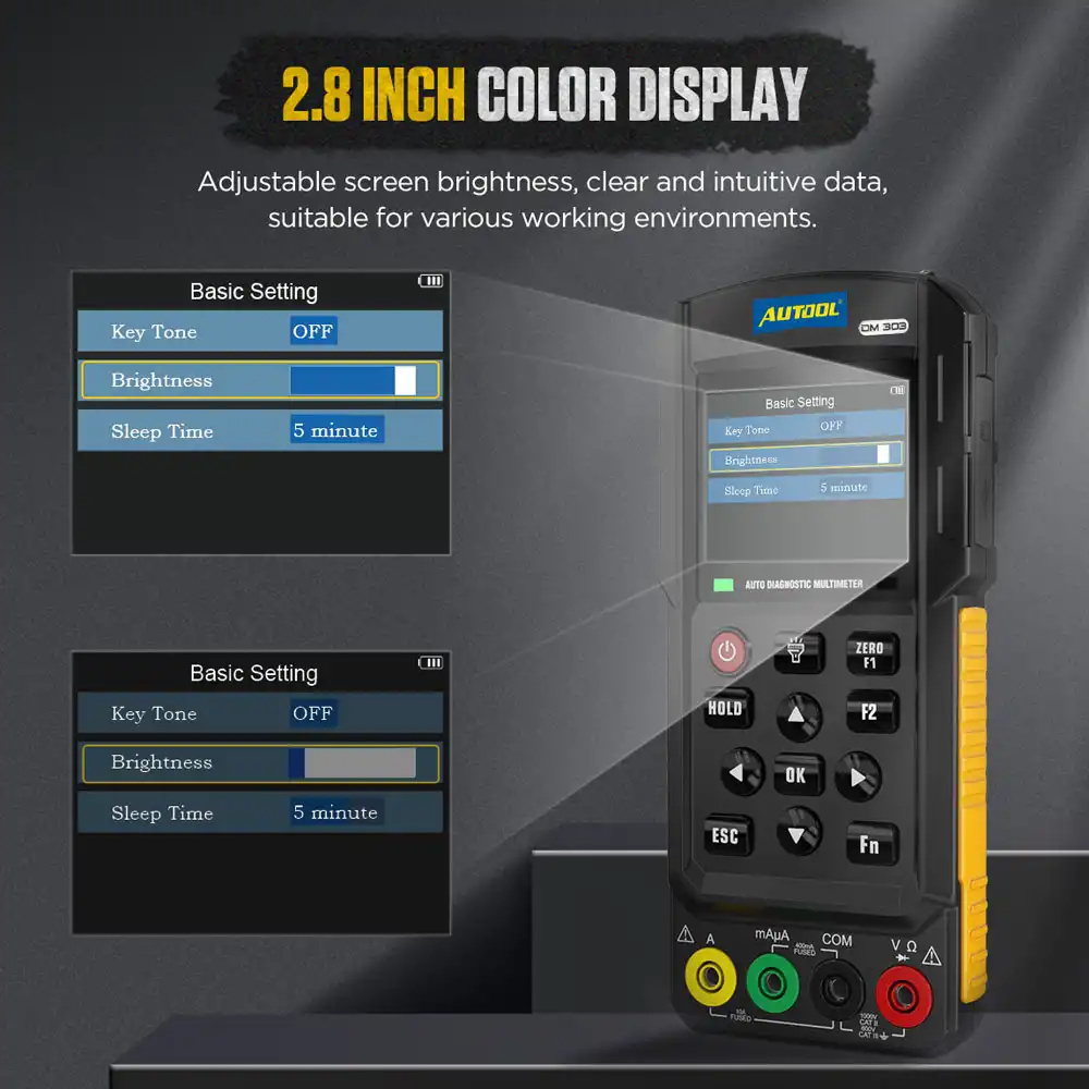 AUTOOL DM303 2,8 inç Renkli Ekran ve Ayarlanabilir Parlaklık