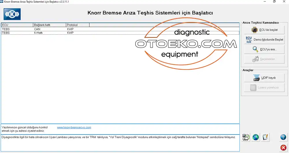 Knorr-Bremse Yazılım Ana Ekranı