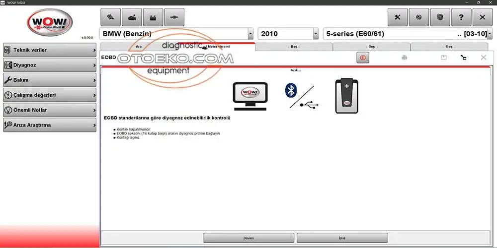 Würth WOW Snooper Yazılım Arayüzü