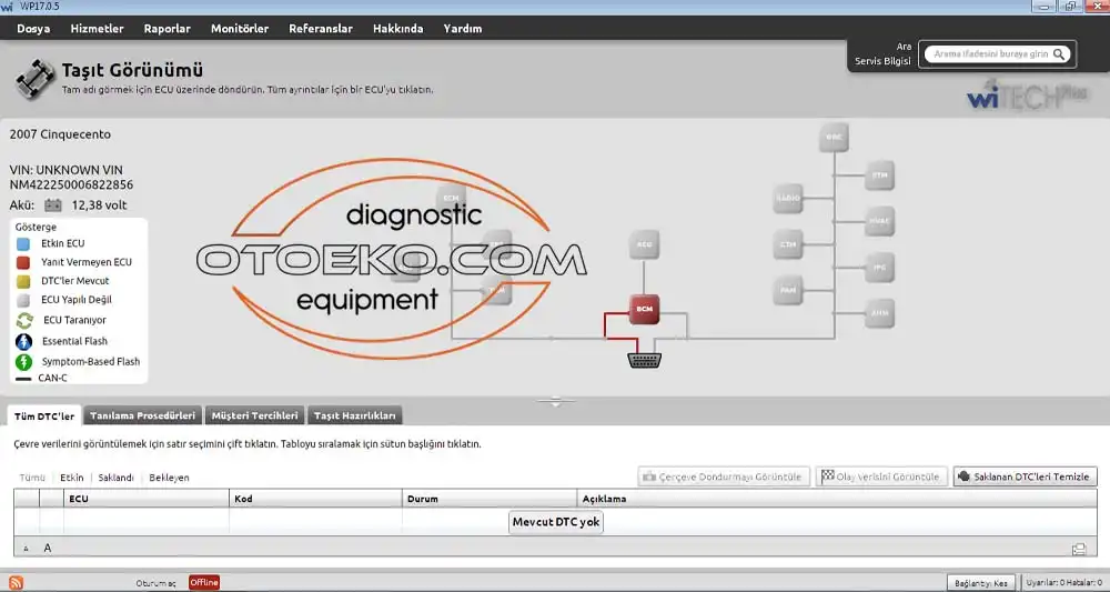 wiTECH Launcher ve Examiner ECU programlama ve kontrol ünitesi erişim ekranı