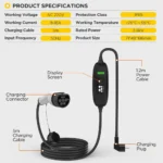 Autool C350 Taşınabilir Elektrikli Araç EV Şarj Cihazı / IP65 - Görsel 5